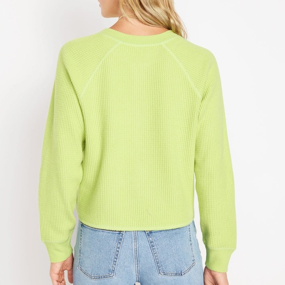 NWT OLD NAVY Plush Waffle-Knit Henley Top Color: Citrine - Picture 3 of 5